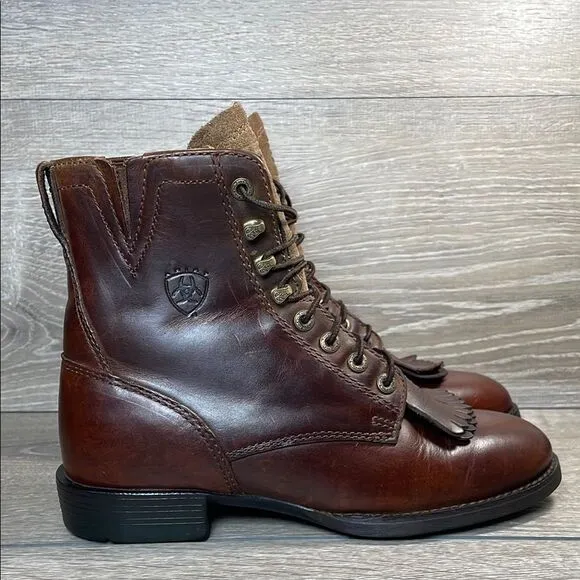 Ariat Heritage Lacer II Women’s Sz 6B Brown Leather Western Cowboy Roper Boots