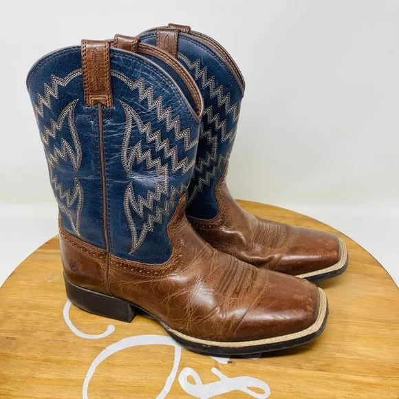 Ariat Mens Boots Tycoon Western 100215191 Pull On Leather‎ Brown Blue Size 5
