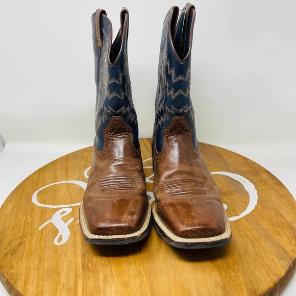 Ariat Mens Boots Tycoon Western 100215191 Pull On Leather‎ Brown Blue Size 5