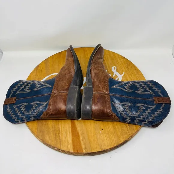 Ariat Mens Boots Tycoon Western 100215191 Pull On Leather‎ Brown Blue Size 5