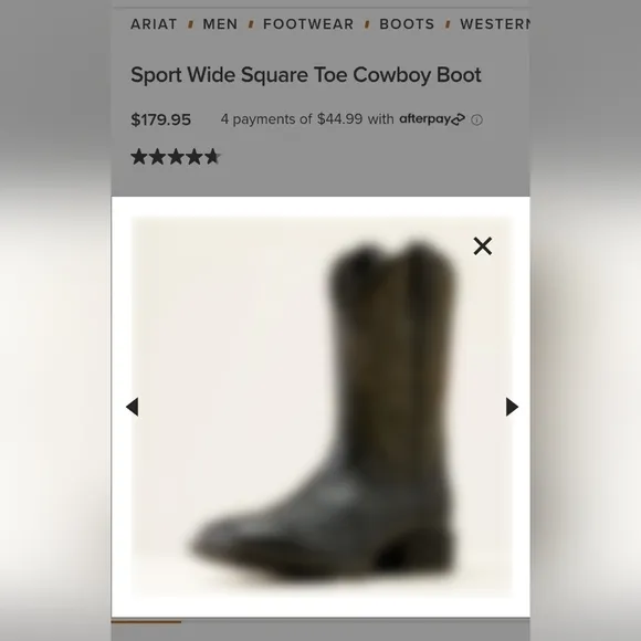 Ariat Sport Wide Mens Leather Western Boots Size 8D.