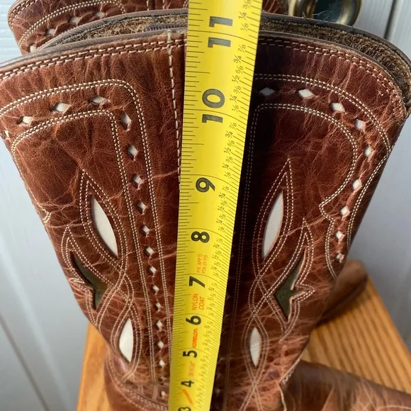 ARIAT Starling Brown Distressed Leather White/Gold Inlay Western Boots SZ 6B