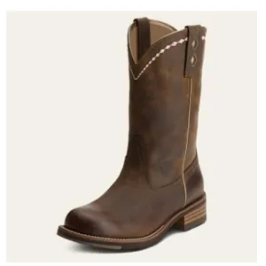 ARIAT Unbridled Roper Distressed Brown Leather Western Boot Women's Size 10