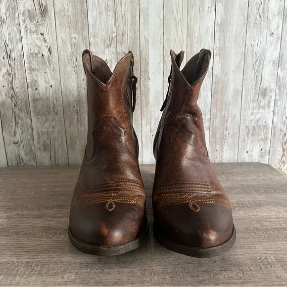 Ariat Western Darlin Brown Leather Ankle Boots 10