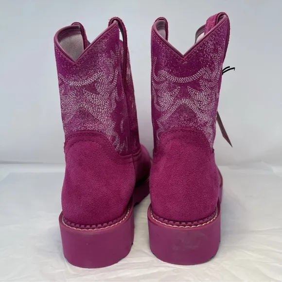Ariat Women 10 B Hottest Pink Metallic Western Fatbaby Boots Cowgirl New W/ Box