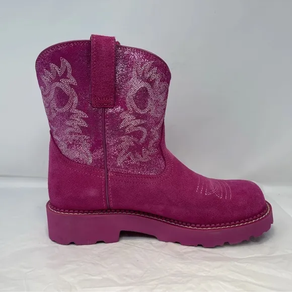 Ariat Women 10 B Hottest Pink Metallic Western Fatbaby Boots Cowgirl New W/ Box
