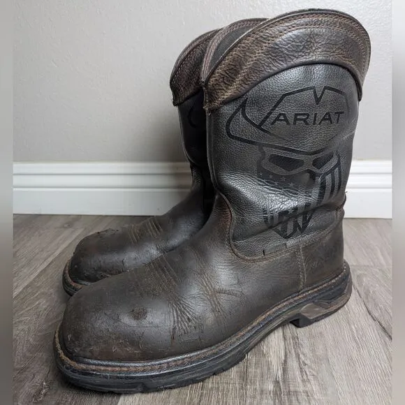 Ariat Workhog Brown Leather Cowboy Work Boots Composite Toe Mens 10