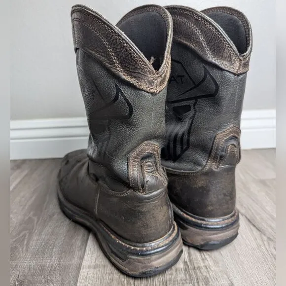 Ariat Workhog Brown Leather Cowboy Work Boots Composite Toe Mens 10