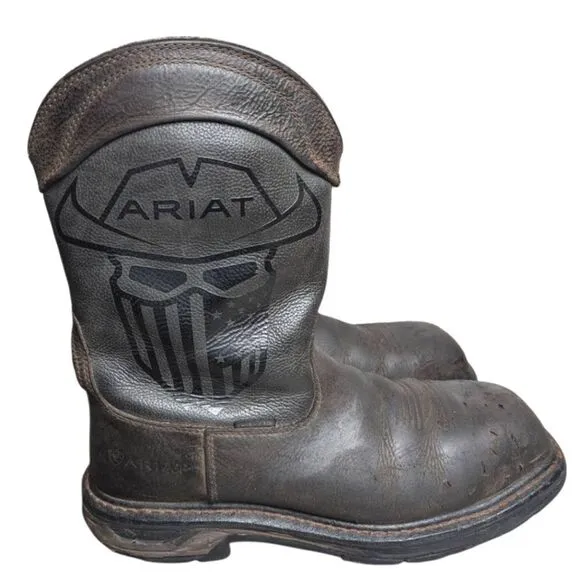 Ariat Workhog Brown Leather Cowboy Work Boots Composite Toe Mens 10