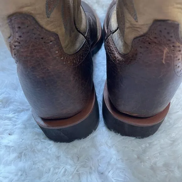 ARIAT Men’s leather antique brown&amp;tan Western Boots meets modern comfort SZ10.5B