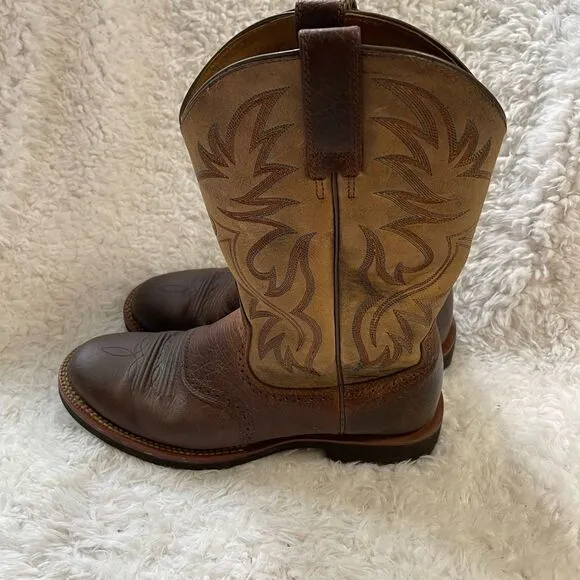 ARIAT Men’s leather antique brown&amp;tan Western Boots meets modern comfort SZ10.5B