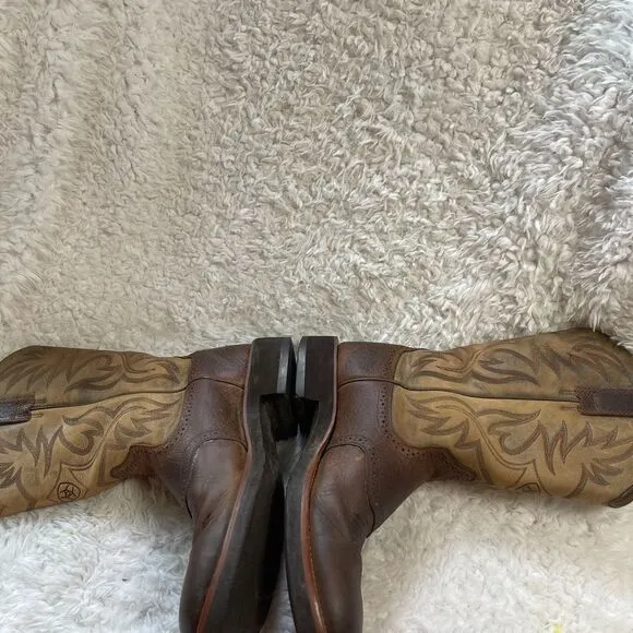 ARIAT Men’s leather antique brown&amp;tan Western Boots meets modern comfort SZ10.5B