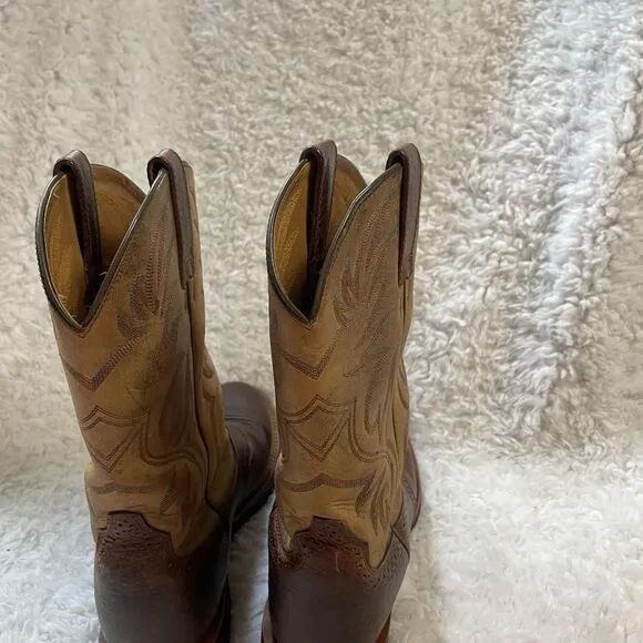 ARIAT Men’s leather antique brown&amp;tan Western Boots meets modern comfort SZ10.5B