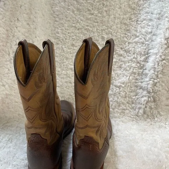 ARIAT Men’s leather antique brown&amp;tan Western Boots meets modern comfort SZ10.5B