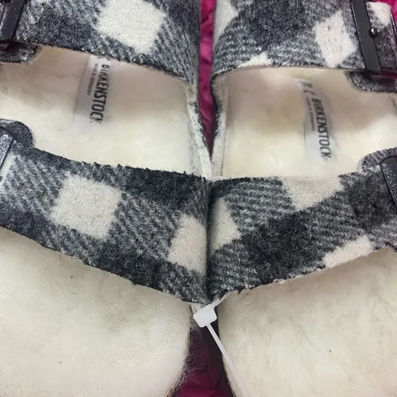 Arizona Plaid Shearling Birkenstock Sandals