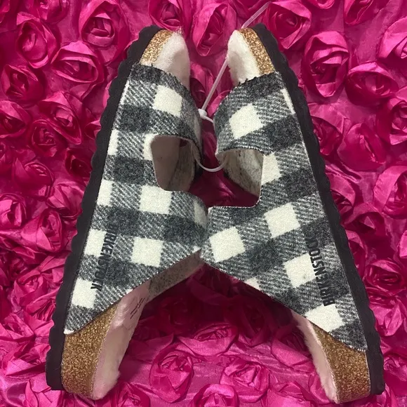 Arizona Plaid Shearling Birkenstock Sandals