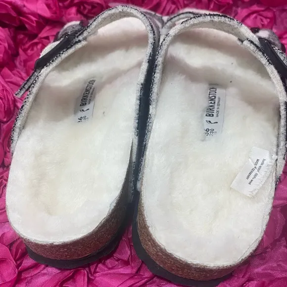 Arizona Plaid Shearling Birkenstock Sandals