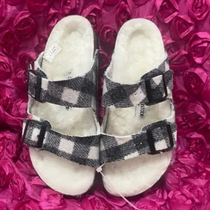 Arizona Plaid Shearling Birkenstock Sandals
