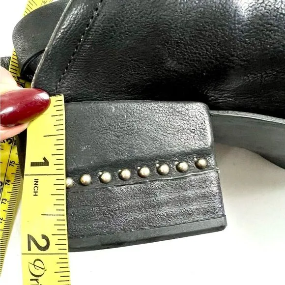 AS98 Gea Nero Black Leather/Studded Heeled Sandals