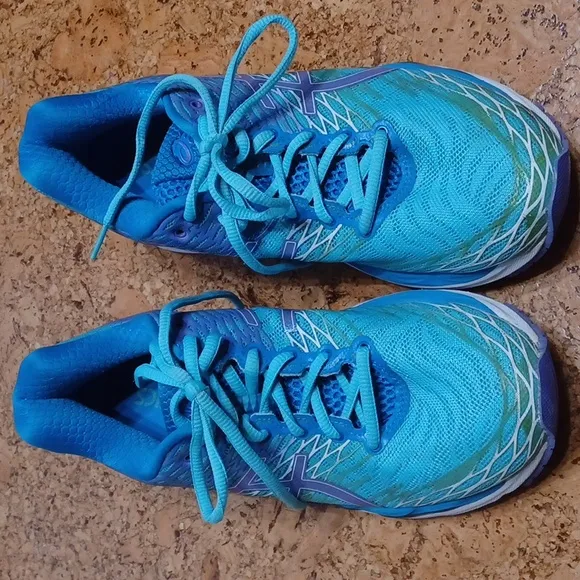 Asics Women's Gel Nimbus 18 Blue &amp; Purple Running Shoes Size 8