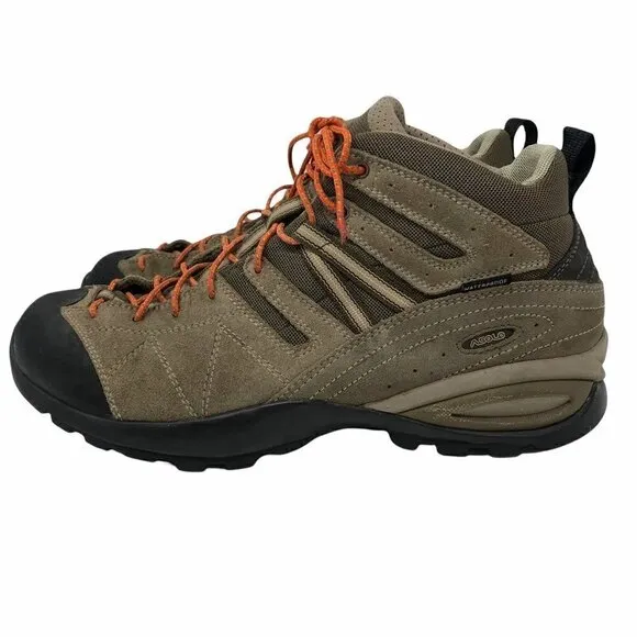 Asolo Mens Hiking Shoes Brown Orange Leather Mid Top Lace Up Waterproof 9.5 M
