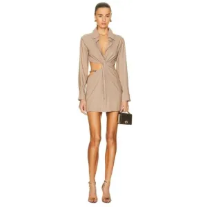 Atoir Aversion Dress in Golden Large New Womens Shirtdress Cutout Belted Mini