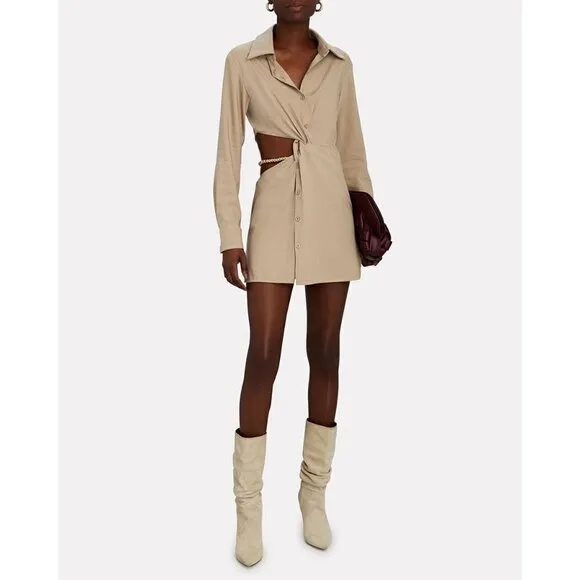 Atoir Aversion Dress in Golden Large New Womens Shirtdress Cutout Belted Mini