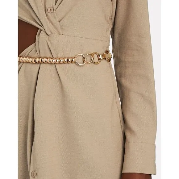 Atoir Aversion Dress in Golden Large New Womens Shirtdress Cutout Belted Mini