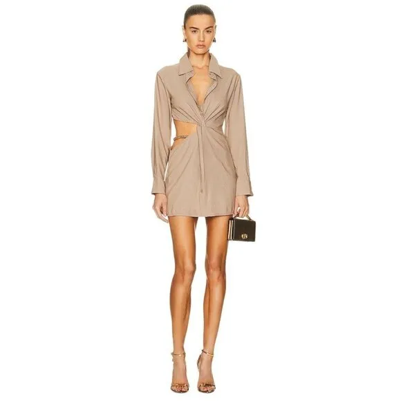 Atoir Aversion Dress in Golden Large New Womens Shirtdress Cutout Belted Mini