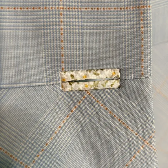 Aura 12 wool spandex baby blue plaid blazer French cuffs designer nwot