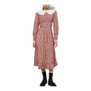 BA&amp;SH Ines floral print exaggerated collar midi dress Small
