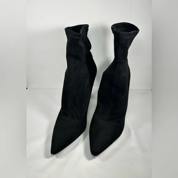 Badgley Mischka Mark   James Sock Boots Womens Black High Heel Pull On Sz 9