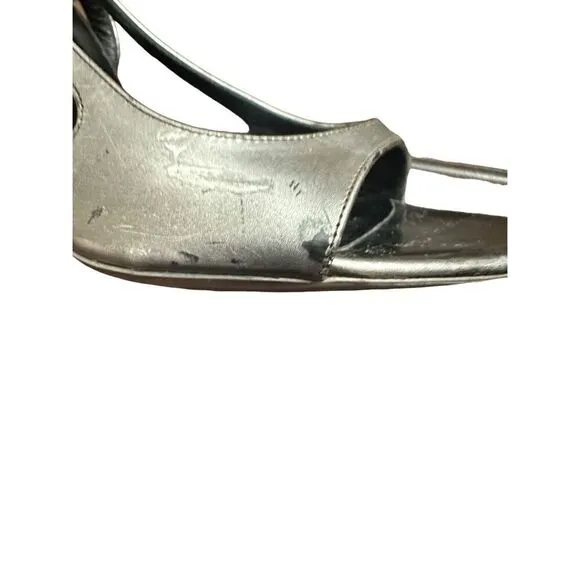 Balenciaga Leather Slingback Sandals  Metallic Sandals, Shoes Size 361/2 US 6