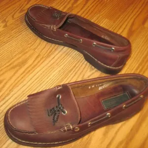 BASS Brown Leather Moccassin Slip On Shoes Size 8M