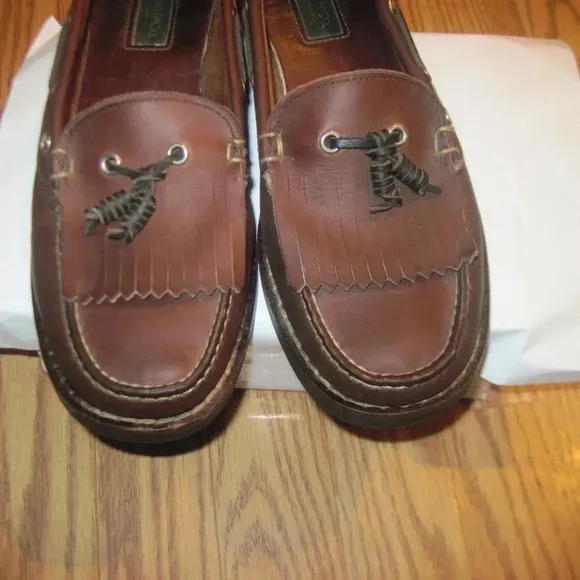 BASS Brown Leather Moccassin Slip On Shoes Size 8M