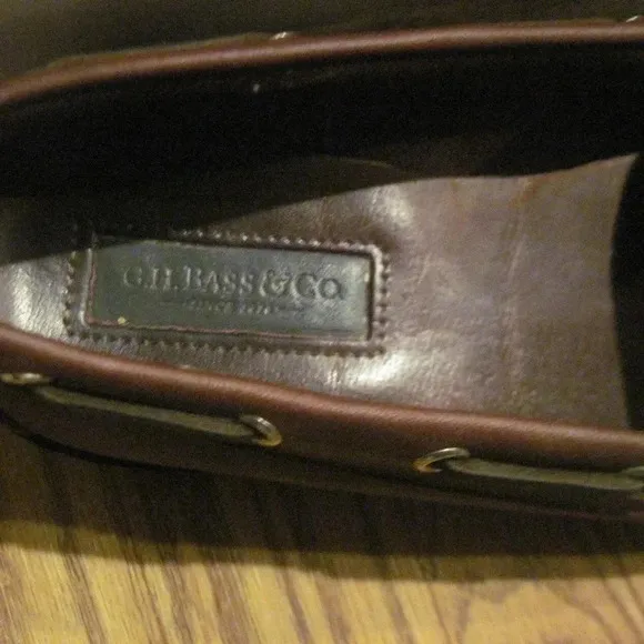 BASS Brown Leather Moccassin Slip On Shoes Size 8M
