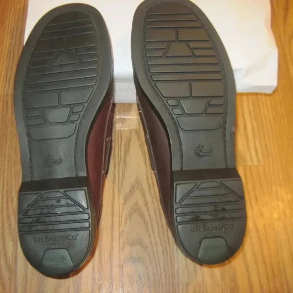 BASS Brown Leather Moccassin Slip On Shoes Size 8M