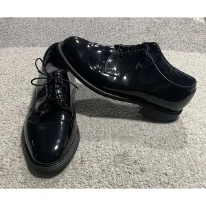 Bates Patent Faux Leather Oxford Dress Shoes Mens 10 D Vibram Soles Non-Marking