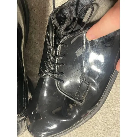 Bates Patent Faux Leather Oxford Dress Shoes Mens 10 D Vibram Soles Non-Marking