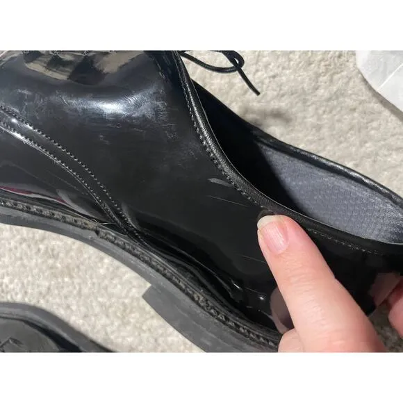 Bates Patent Faux Leather Oxford Dress Shoes Mens 10 D Vibram Soles Non-Marking