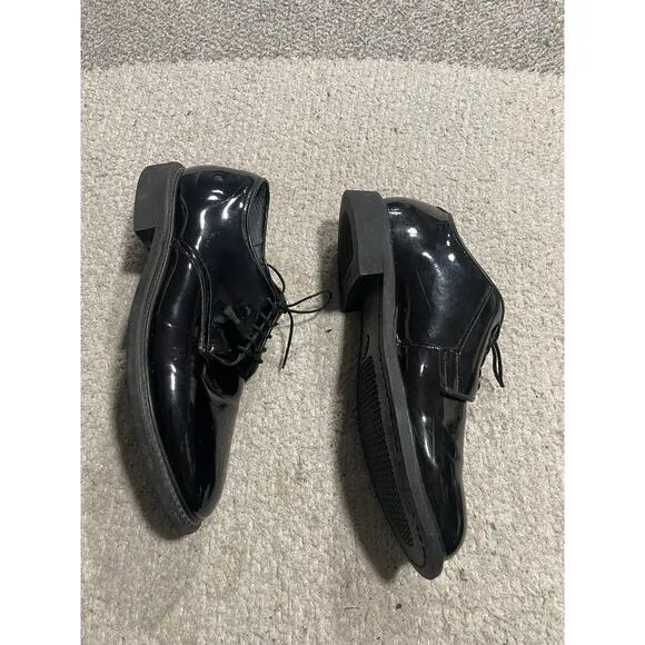 Bates Patent Faux Leather Oxford Dress Shoes Mens 10 D Vibram Soles Non-Marking