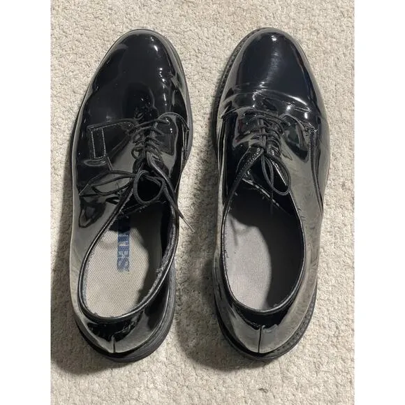 Bates Patent Faux Leather Oxford Dress Shoes Mens 10 D Vibram Soles Non-Marking