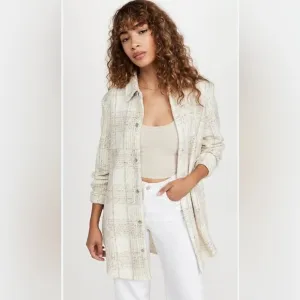 BB Dakota Steve Madden cream &amp; tan plaid Shacket - super cute over leggings