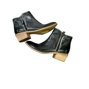 Bed Stu Roan Liz Ankle Booties Size 10, Black Epica Leather Low Heel Comfort