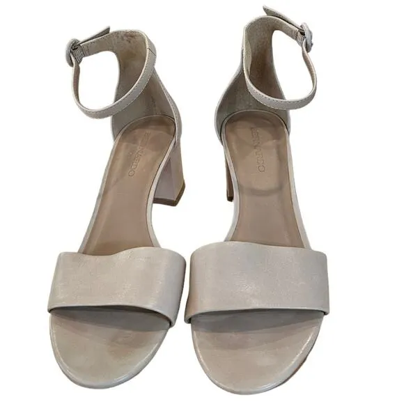 Bernardo Janela leather sandals  2” chunky block heels ankle straps size 7.5