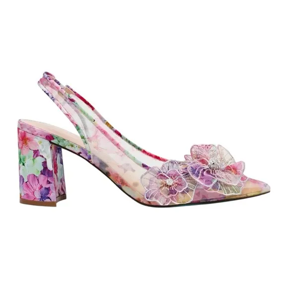 Betsey Johnson Women's PETRA Floral Slingback Heels - Pink Size 8