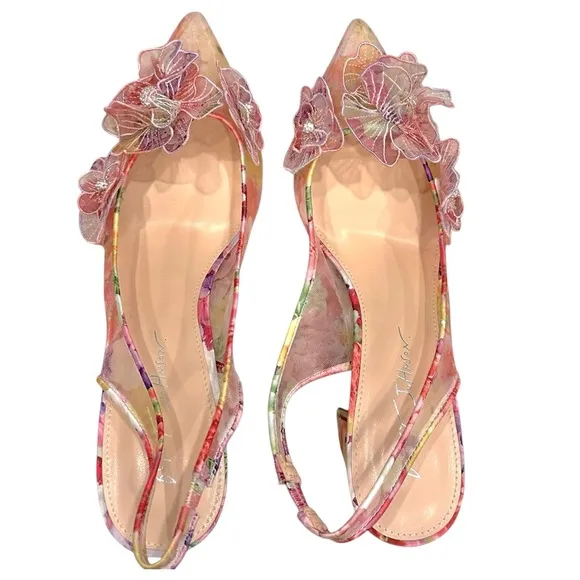 Betsey Johnson Women's PETRA Floral Slingback Heels - Pink Size 8