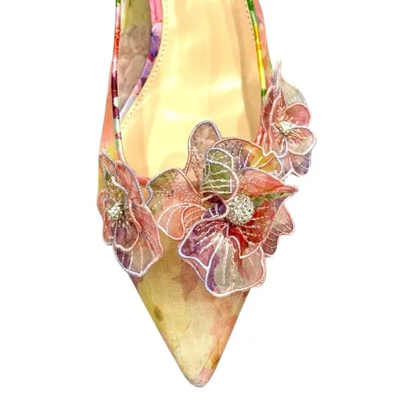 Betsey Johnson Women's PETRA Floral Slingback Heels - Pink Size 8