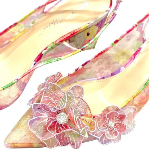 Betsey Johnson Women's PETRA Floral Slingback Heels - Pink Size 8