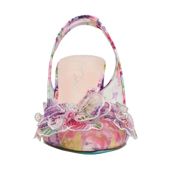Betsey Johnson Women's PETRA Floral Slingback Heels - Pink Size 8